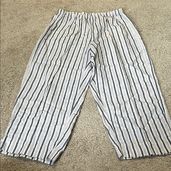 Chicos Striped Crop Linen Pull On Pants size Large (2) - Picture 1 of 5